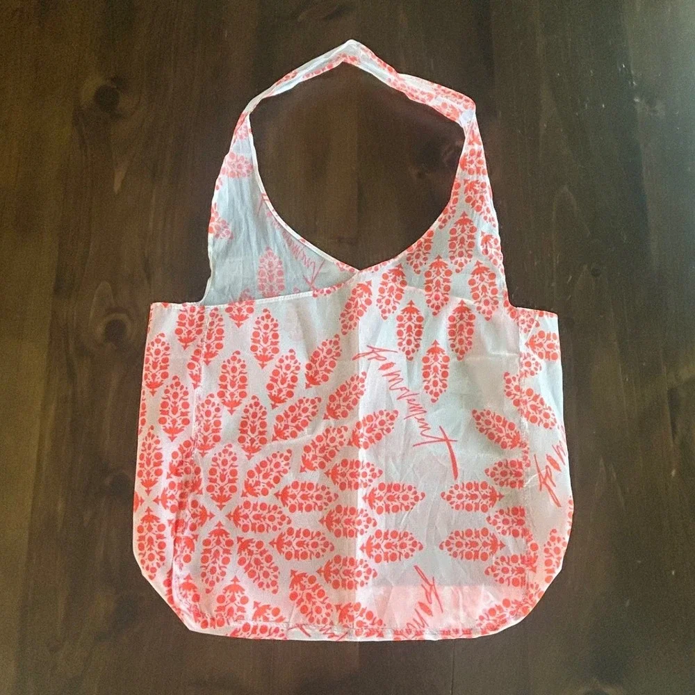 Free People Movement Tote Bag White Coral Floral Block Print Logo Sustainable